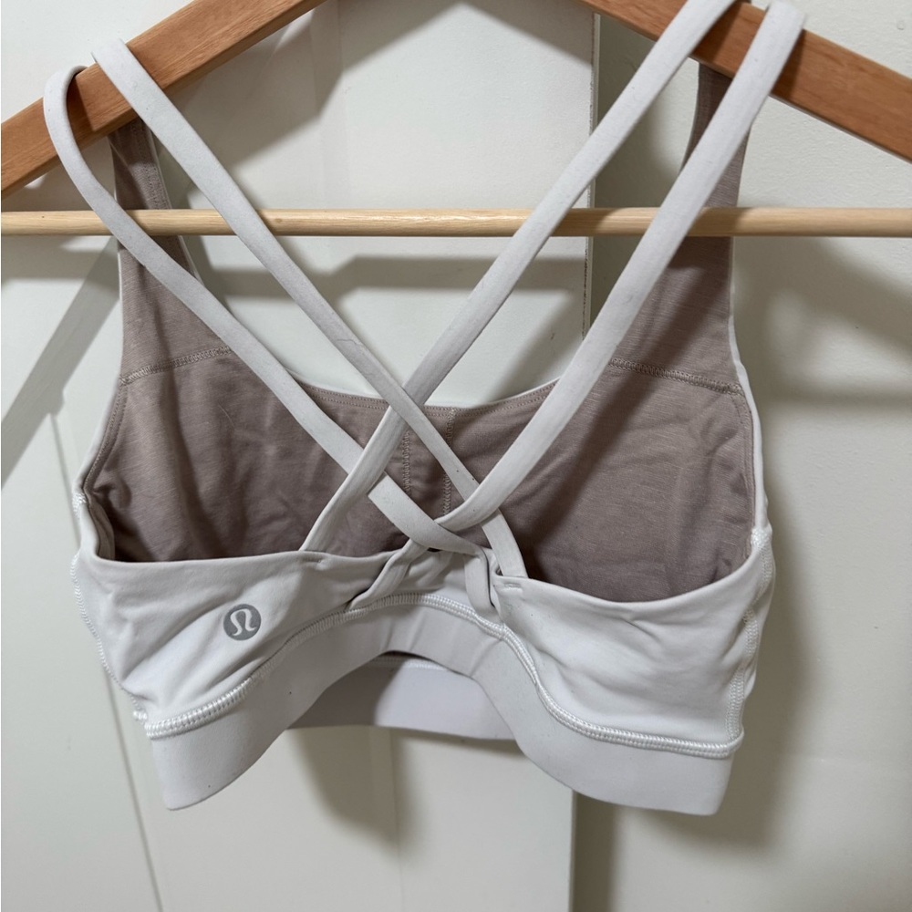 lululemon athletica White and Gray Cross-Back Sports Bra